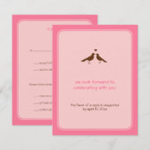 Hedendaagse liefdesduiven roze huwelijksreactie kaart (Voorkant / Achterkant)