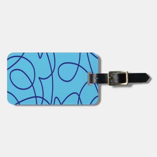 Hedendaagse lijnkunst in blauw bagagelabel (Voorkant horizontaal)