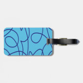 Hedendaagse lijnkunst in blauw bagagelabel (Achterkant horizontaal)