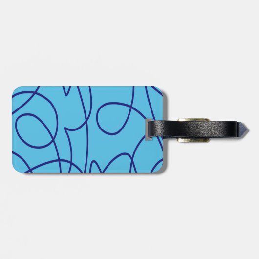 Hedendaagse lijnkunst in blauw bagagelabel (Achterkant horizontaal)