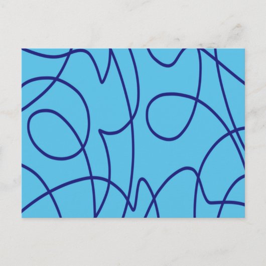 Hedendaagse lijnkunst in blauw briefkaart (Voorkant)