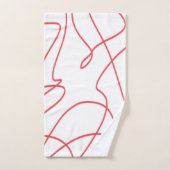 Hedendaagse lijnkunst: rood en wit bad handdoek (Handdoek)