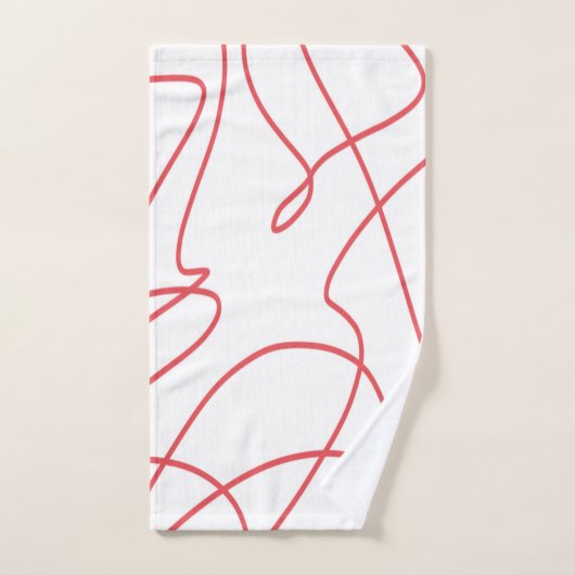 Hedendaagse lijnkunst: rood en wit bad handdoek (Handdoek)