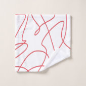 Hedendaagse lijnkunst: rood en wit bad handdoek (Wasdoekje)