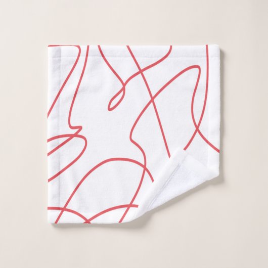 Hedendaagse lijnkunst: rood en wit bad handdoek (Wasdoekje)
