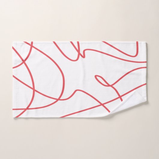 Hedendaagse lijnkunst: rood en wit bad handdoek (Handdoek)