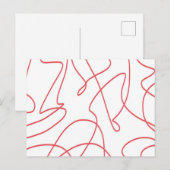 Hedendaagse lijnkunst: rood en wit briefkaart (Voorkant / Achterkant)
