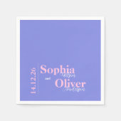 Hedendaagse Lila en roze minimalistische bruiloft Servet (Voorkant)