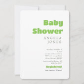 Hedendaagse limoengroene neutrale babyshower kaart (Voorkant)