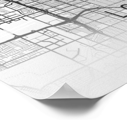 Hedendaagse Los Angeles California Street Map Poster (Hoek)