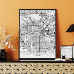 Hedendaagse Los Angeles California Street Map Poster
