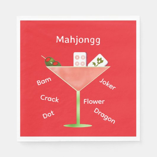 Hedendaagse Mahjong Martini Paper Napkin Servet (Voorkant)