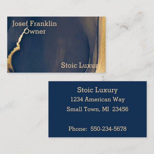 Hedendaagse mannelijke Abstracte goud en marine Visitekaartje (Voorkant / Achterkant)