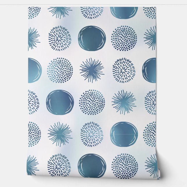 Hedendaagse Marine Blue Freeform Circles Behang (Afrollen)