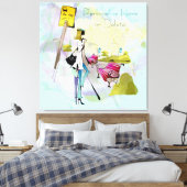 Hedendaagse Meisje Bus Stop Stretched Canvas Print (Insitu (Slaapkamer))