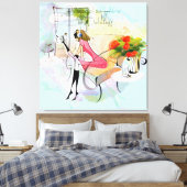 Hedendaagse Meisje Muziek Stretched Canvas Print (Insitu (Slaapkamer))