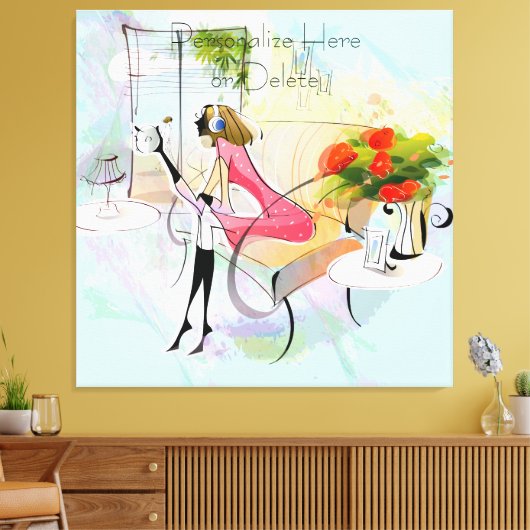 Hedendaagse Meisje Muziek Stretched Canvas Print (Insitu (Woonkamer))