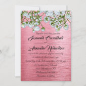 Hedendaagse Metallic Roze en Witte Rozen Trouwfees Kaart (Voorkant)