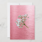 Hedendaagse Metallic Roze en Witte Rozen Trouwfees Kaart (Achterkant)