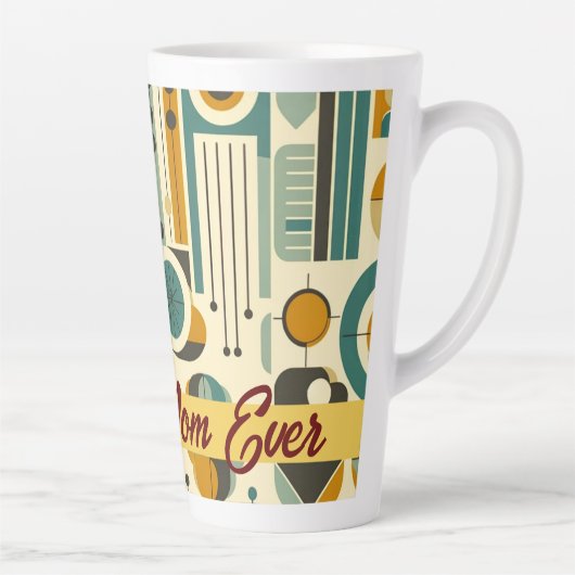 Hedendaagse mid-eeuw stijl beste mama ooit latte mok (Rechts)