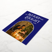 Hedendaagse Midnight Blue & Zilver Kerst Foto Folie Feestdagenkaart (Gedraaid)