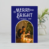 Hedendaagse Midnight Blue & Zilver Kerst Foto Folie Feestdagenkaart (Staand Voorkant)