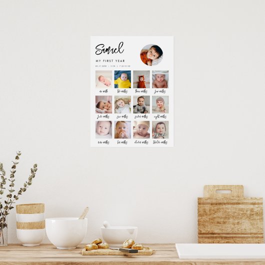 Hedendaagse Mijn 1e Jaar Verjaardag foto teken Poster (Keuken)