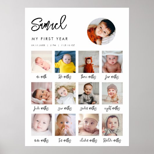 Hedendaagse Mijn 1e Jaar Verjaardag foto teken Poster (Voorkant)