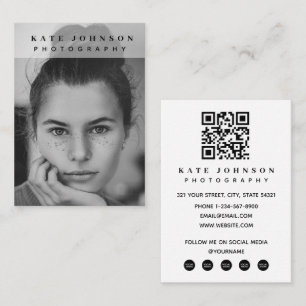 Hedendaagse Minimaal Foto QR Code Sociale Media Visitekaartje