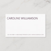 Hedendaagse Minimal Bold Typography Dark Mauve Visitekaartje (Achterkant)