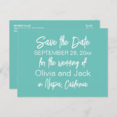 Hedendaagse Minimal Robins Egg Blue Save the Date Briefkaart (Voorkant / Achterkant)