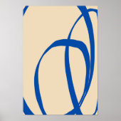 Hedendaagse minimalistische blauwe Abstracte lijnk Poster (Voorkant)