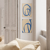 Hedendaagse minimalistische blauwe Abstracte lijnk Poster