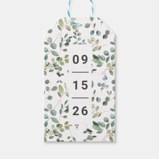 Hedendaagse minimalistische eucalyptus cadeaulabel (Voorkant)