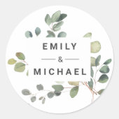 Hedendaagse minimalistische eucalyptus ronde sticker (Voorkant)