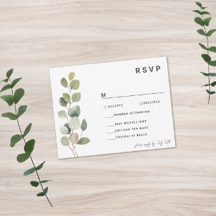 Hedendaagse minimalistische eucalyptus RSVP kaartje