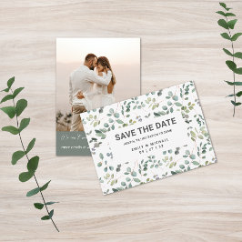Hedendaagse minimalistische eucalyptus save the date