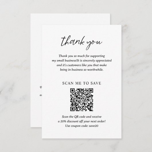 Hedendaagse minimalistische moderne business bedankkaart (Voorkant / Achterkant)
