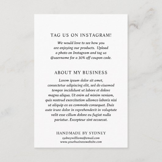 Hedendaagse minimalistische moderne business bedankkaart (Achterkant)