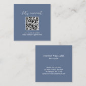 Hedendaagse minimalistische stoffige blauwe QR-cod Vierkante Visitekaartje (Voorkant / Achterkant)