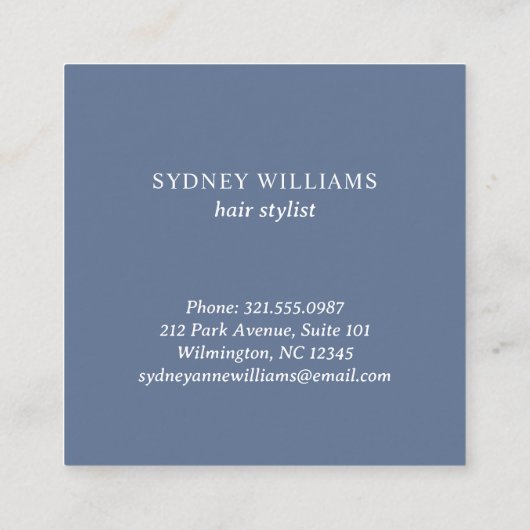 Hedendaagse minimalistische stoffige blauwe QR-cod Vierkante Visitekaartje (Achterkant)