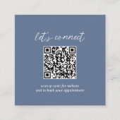 Hedendaagse minimalistische stoffige blauwe QR-cod Vierkante Visitekaartje (Voorkant)