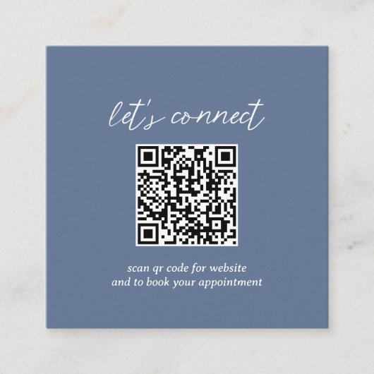 Hedendaagse minimalistische stoffige blauwe QR-cod Vierkante Visitekaartje (Voorkant)