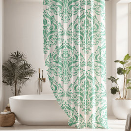 Hedendaagse Mint Green Damask patroon Douchegordijn