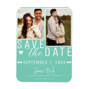 Hedendaagse Mintgroene "Save the Date" 2 Foto Brui Magneet