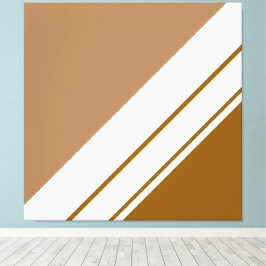 Hedendaagse Mocha Brown White Racing Stripes Canvas Afdruk