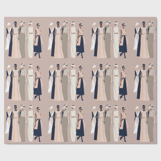 Hedendaagse Mode Illustratie Wrapping Paper Cadeaupapier (Vlak)