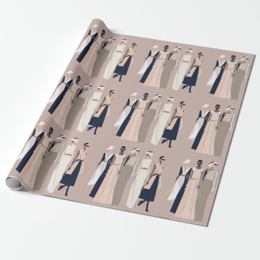 Hedendaagse Mode Illustratie Wrapping Paper Cadeaupapier (Uitgerold)