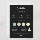 Hedendaagse Modern Zwart Bruidsmeisje info kaart (Voorkant)