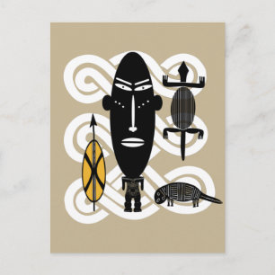 Hedendaagse moderne abstracte Afrikaanse stamkunst Briefkaart